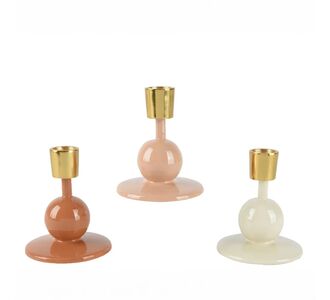 Beauty Home Μεταλλικό Κηροπήγιο με Σμάλτο 8.5 x 9.5cm  Μπεζ     |  Διακοσμητκά στο espiti