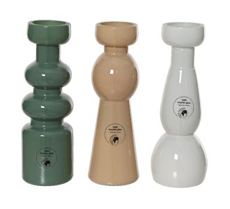 Beauty Home Κηροπήγιο Από Ανακυκλωμένο Γυαλί 6.5 x 20 cm  Μπεζ     |  Διακοσμητκά στο espiti