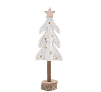 Beauty Home Δέντρο με Αστέρι σε Ξύλινη Βάση, Λευκή Τσόχα και Χρυσή Κεντητή Διακόσμηση 21 x 7,5 cm       |  Χριστουγεννιάτικα Διακοσμητικά στο espiti