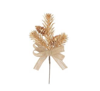 Beauty Home Κλαδί με φιόγκο από λινάτσα και χρυσό 19 cm       |  Χριστουγεννιάτικα Διακοσμητικά στο espiti