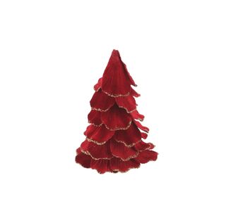 Beauty Home Έλατο βελούδο κόκκινο με χρυσό γκλίτερ Ø12 x 16 cm       |  Χριστουγεννιάτικα Διακοσμητικά στο espiti