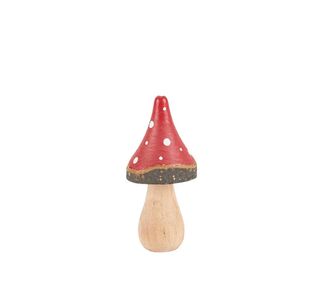 Beauty Home Μανιτάρι ξύλινο κόκκινο και λευκό Ø5.5 x 12 cm       |  Χριστουγεννιάτικα Διακοσμητικά στο espiti