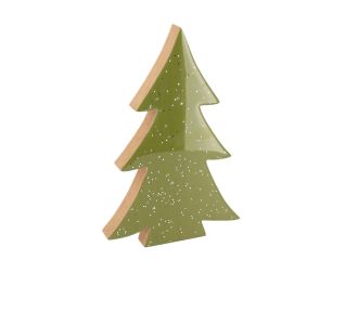 Beauty Home Έλατο ξύλινο πράσινο λούστρο με ασημί γκλίτερ 12 x 18 x 2 cm       |  Χριστουγεννιάτικα Διακοσμητικά στο espiti