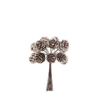 Beauty Home 12 κουκουνάρια σε κλαδί χιονισμένα 12 cm       |  Χριστουγεννιάτικα Διακοσμητικά στο espiti