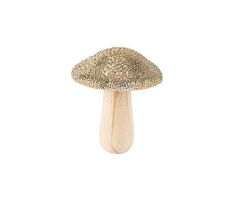Beauty Home Μανιτάρι ξύλινο Ανάγλυφο Χρυσό Ø6 x 7.5 cm       |  Χριστουγεννιάτικα Διακοσμητικά στο espiti