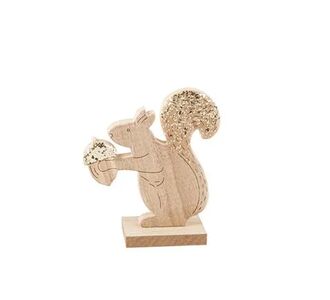 Beauty Home Σκίουρος ξύλινος με χρυσό γκλίτερ 10.5 x 11.7 cm       |  Χριστουγεννιάτικα Διακοσμητικά στο espiti