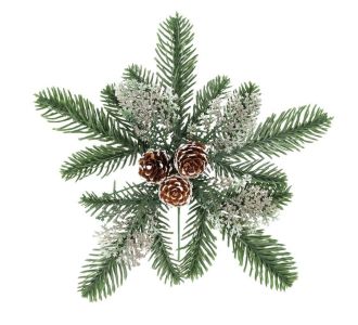 Beauty Home Κλαδάκι Νιφάδα χιονιού πράσινο με σαμπανί γκλίτερ Ø23 cm       |  Χριστουγεννιάτικα Διακοσμητικά στο espiti