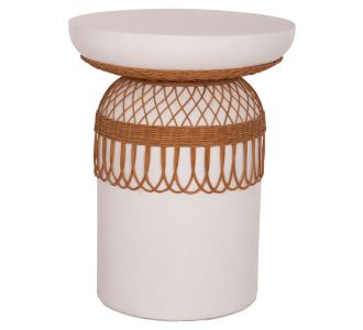 ΤΡΑΠΕΖΙ ΤΡΑΠΕΖΑΡΙΑΣ PRILEP HM18159.02 FIBER CEMENT ΛΕΥΚΟ & RATTAN--Φ60x76,5Υεκ |  Τραπέζια στο espiti