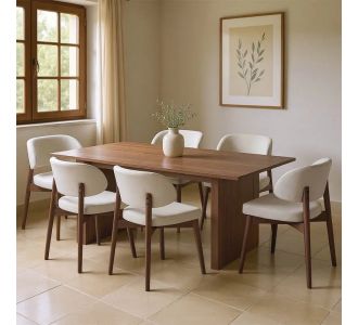 Τραπεζαρία Eleganza-Siena pakoworld σετ 7τεμ mdf σε καρυδί-εκρού απόχρωση 180x99x75.8εκ |  Σετ τραπεζαρίες στο espiti