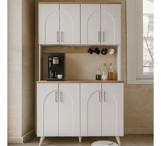 Έπιπλο κουζίνας Kalira 4 Megapap χρώμα λευκό - rota oak 120x40x196εκ. |  Ντουλάπια στο espiti