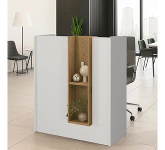 Γραφείο υποδοχής - reception Bonveno Megapap χρώμα λευκό - sepet oak 90x43,2x110εκ. |  Reception γραφείου στο espiti