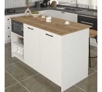 Τραπέζι - Πάγκος κουζίνας Peres Megapap χρώμα λευκό - sepet oak 150x70x91,8εκ. |  Οργάνωση σπιτιού - μικροέπιπλα στο espiti