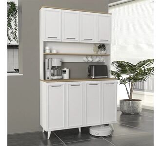Έπιπλο κουζίνας Potter 4 Megapap χρώμα λευκό - rota oak 120x40x196,1εκ. |  Ντουλάπια στο espiti