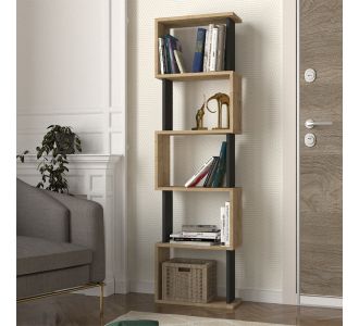 Βιβλιοθήκη Alvina Megapap χρώμα sapphire oak - ανθρακί 45x19,6x158,8εκ. |  Βιβλιοθήκες στο espiti