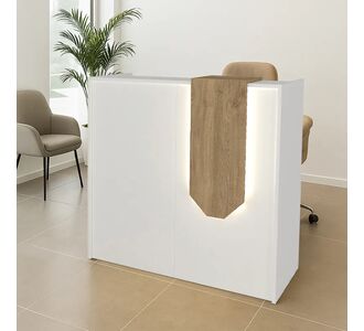 Γραφείο υποδοχής - reception Navita Megapap με LED χρώμα λευκό - sepet oak 113,6x42x111,8εκ. |  Reception γραφείου στο espiti