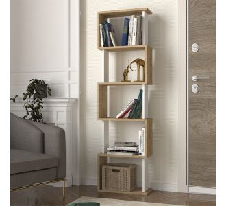 Βιβλιοθήκη Alvina Megapap χρώμα sapphire oak - λευκό 45x19,6x158,8εκ. |  Βιβλιοθήκες στο espiti