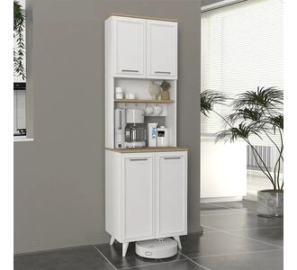 Έπιπλο κουζίνας Potter 2 Megapap χρώμα λευκό - rota oak 60x40x196,1εκ. |  Ντουλάπια στο espiti