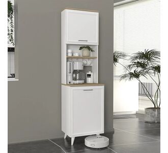 Έπιπλο κουζίνας Potter 1 Megapap χρώμα λευκό - rota oak 53,4x39,6x196,1εκ. |  Ντουλάπια στο espiti