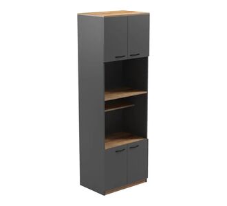 Ντουλάπα κουζίνας Rowan pakoworld σε oak-ανθρακί απόχρωση 60x42x182εκ |  Ντουλάπια στο espiti