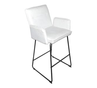 Σκαμπό μπαρ Essential pakoworld ύφασμα λευκό-πόδι μαύρο μεταλλικό 57x64.5x107εκ |  Σκαμπώ μπαρ στο espiti