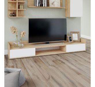 Έπιπλο TV Callisto Χρυσό Δρυς-Λευκό 200x40x30cm AlphaB2B |  Έπιπλα τηλεόρασης στο espiti