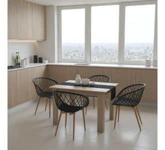 Τραπεζαρία Manka-Ezra pakoworld σετ 5τεμ σε sonoma-μαύρη απόχρωση 110x80x77εκ |  Σετ τραπεζαρίες στο espiti