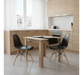 Τραπεζαρία Manka I-Julita pakoworld σετ 3τεμ σε sonoma-μαύρη απόχρωση 80x80x77εκ |  Σετ τραπεζαρίες στο espiti