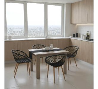 Τραπεζαρία Manka-Ezra pakoworld σετ 5τεμ σε sonoma truffle-μαύρη απόχρωση 110x80x77εκ |  Σετ τραπεζαρίες στο espiti