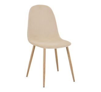 Καρέκλα Bella pakoworld μπεζ βελούδο με πόδι μέταλλο σε φυσική απόχρωση 43.5x52x89εκ |  Καρέκλες στο espiti