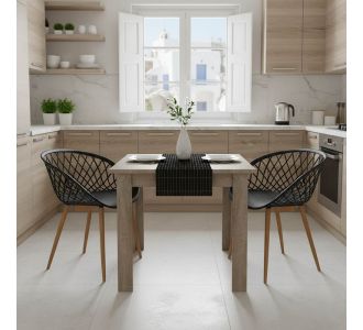 Τραπεζαρία Manka-Ezra pakoworld σετ 3τεμ σε sonoma truffle-μαύρη απόχρωση 80x80x77εκ |  Σετ τραπεζαρίες στο espiti