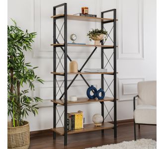 Βιβλιοθήκη Elysian Megapap χρώμα καρυδί - μαύρο 90x33,5x180εκ. |  Βιβλιοθήκες στο espiti
