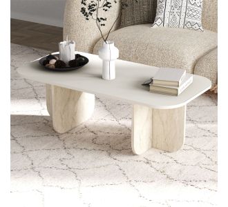 Τραπεζάκι σαλονιού Becaj Megapap χρώμα sandstone - travertine 120x60x41,4εκ. |  Τραπεζάκια σαλονιού στο espiti