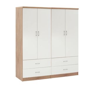 ΝΤΟΥΛΑΠΑ 4ΦΥΛΛΗ REINA ME 4 ΣΥΡΤΑΡΙΑ HM21257 ΜΕΛΑΜΙΝΗ ΛΕΥΚΟ-ΣΟΝΑΜΑ 160x42,5x180,5Υεκ |  Ντουλάπες ρούχων στο espiti