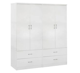ΝΤΟΥΛΑΠΑ 4ΦΥΛΛΗ REINA ME 4 ΣΥΡΤΑΡΙΑ HM21258 ΜΕΛΑΜΙΝΗ ΣΕ ΛΕΥΚΟ 160x42,5x180,5Υεκ |  Ντουλάπες ρούχων στο espiti