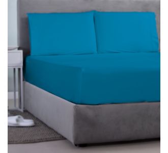 ΣΕΝΤΟΝΙ ΜΕ ΛΑΣΤΙΧΟ   SΑΤΙΝ ΡLΑΙΝ 1 ΤΕΜ ΤΙΡΚΟΥΑΖ  (199 ΑCQUΑ SΡLΑSΗ ) 160Χ200+35CΜ 100% CΟΤΤΟΝ SΑΤΙΝ  ASLANIS HOME |  Μονόχρωμα Υπέρδιπλα στο espiti