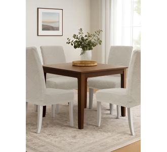 Ελαστικά καλύμματα τραπεζαρίας EARTHLINE BEIGE Σετ ελαστικά καλύμματα τραπεζαρίας έξι τεμαχίων MADI |  Καλύμματα Σαλονιού(ελαστικά-καπιτονέ) στο espiti