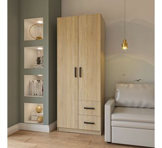 Ντουλάπα Δίφυλλη Simple με συρτάρια Σονόμα 80x52x205cm AlphaB2B |  Ντουλάπες ρούχων στο espiti