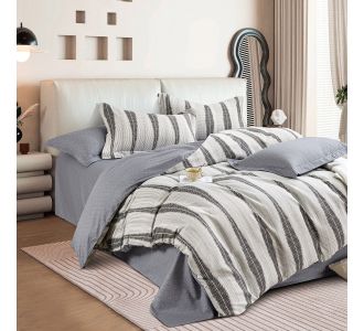 Beauty Home Σετ σεντόνια υπέρδιπλα με λάστιχο Art 12288 Adamantia 165x200+30 Εκού,Ανθρακί       |  Σεντόνια Υπέρδιπλα / King Size στο espiti