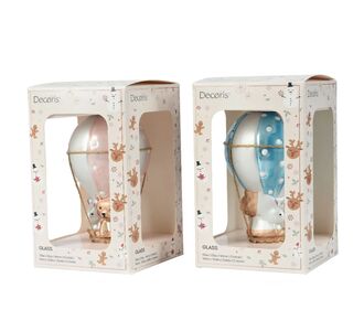 Beauty Home Γυάλινο Στολίδι Αερόστατο 6.7 x 6.7 x 12.5 cm  Γαλάζιο     |  Χριστουγεννιάτικα Στολίδια στο espiti