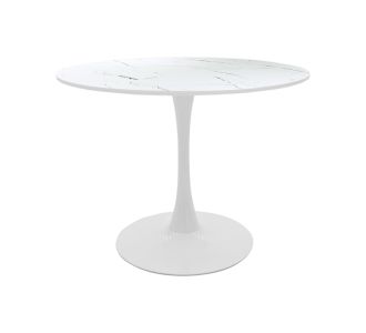 Tραπέζι Balou pakoworld mdf σε λευκή απόχρωση με όψη μαρμάρου Φ80x76εκ |  Τραπέζια στο espiti