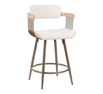 Σκαμπό μπαρ Cameo pakoworld μέταλλο μπρονζέ-white-wash ξύλο-μπέζ ύφασμα 53x50x93εκ |  Σκαμπώ μπαρ στο espiti