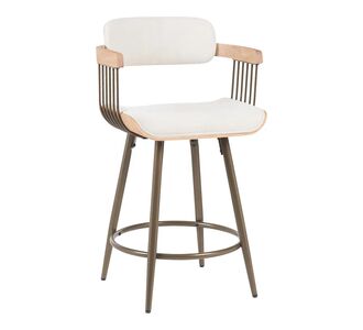 Σκαμπό μπαρ Cameo pakoworld μέταλλο μπρονζέ-white-wash ξύλο-μπέζ ύφασμα 53x50x93εκ |  Σκαμπώ μπαρ στο espiti
