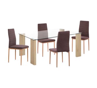 ΣΕΤ ΤΡΑΠΕΖΑΡΙΑΣ 5ΤΜΧ LADY HM11595 ΓΥΑΛΙ--ΜΕΤΑΛΛΟ--MDF ΣΕ SONAMA & ΚΑΦΕ ΥΦΑΣΜΑ |  Σετ τραπεζαρίες στο espiti