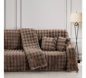 Beauty Home Γούνινο Σετ ριχτάρι 3τμχ Art 8722 (180x160+180x250+180x300) Μόκα       |  Ριχτάρια στο espiti