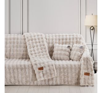 Beauty Home Γούνινο Σετ ριχτάρι 3τμχ Art 8723 (180x160+180x250+180x300) Εκρού       |  Ριχτάρια στο espiti