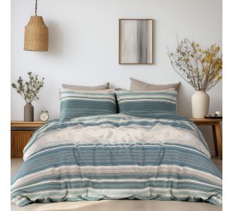Beauty Home Σετ σεντόνια φανελένια μονά με λάστιχο Monet Art 12331 105x200+32 Πράσινο       |  Σεντόνια Υπέρδιπλα / King Size στο espiti