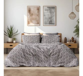 Beauty Home Σετ σεντόνια φανελένια μονά με λάστιχο Leonardo Art 12333 105x200+32 Γκρι       |  Σεντόνια Υπέρδιπλα / King Size στο espiti