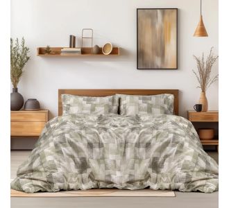 Beauty Home Σετ σεντόνια φανελένια King Size με λάστιχο Degas Art 12337 185x200+32 Πράσινο       |  Σεντόνια Υπέρδιπλα / King Size στο espiti