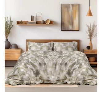 Beauty Home Σετ σεντόνια φανελένια υπέρδιπλα με λάστιχο Degas Art 12337 170x200+32 Πράσινο       |  Σεντόνια Υπέρδιπλα / King Size στο espiti