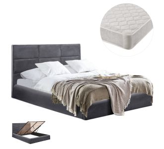 ΚΡΕΒΑΤΙ ΔΙΠΛΟ & ΣΤΡΩΜΑ BRILEY HM21272.01 ΓΚΡΙ ΒΕΛΟΥΔΟ ΜΕ ΑΠΟΘ.ΧΩΡΟ--ΓΙΑ 160x200εκ |  Κρεβάτια στο espiti
